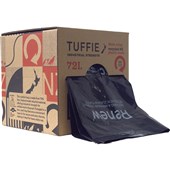 RENEW RUBBISH BAG 72L 390 X 370 X 980 TUFFIE BLACK ROLL 100