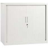 FIRSTLINE TAMBOUR 2 SHELVES W1200 X D460 X H1000MM WHITE SATIN WITH WHITE SLATS