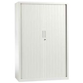 FIRSTLINE TAMBOUR 5 SHELVES W1200 X D460 X H1980MM WHITE SATIN WITH WHITE SLATS
