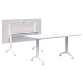 ACCENT BOOST FLIP TABLE W1500 X D750 X H745MM WHITE FRAME SNOWDRIFT NATURALE TOP