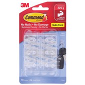 COMMAND ADHESIVE HOOK MINI CLEAR PACK 18
