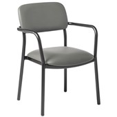 EDEN FIT VISITOR STACKER CHAIR BLACK FRAME WITH ARMS CHARCOAL VINYL