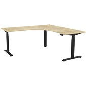 KNIGHT HAVEN ELECTRIC WORKSTATION W1800W X D700 XH6301280MM BLACK FRAME ATLANTIC OAK TOP