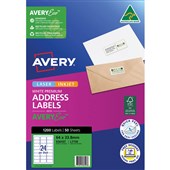 AVERY 936107 J8159 QUICK PEEL ADDRESS LABEL SURE FEED INKJET 24UP WHITE PACK 50